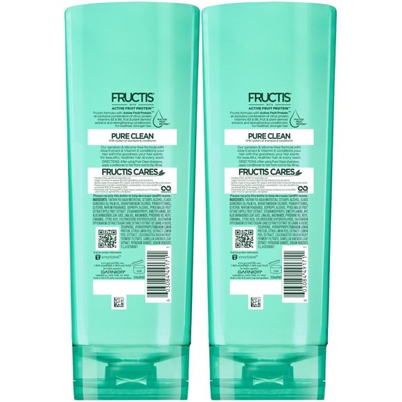 Garnier Hair Care Fructis Pure Clean Conditioner, 12 Fluid Ounce, 2 Count - Picture 2 of 2